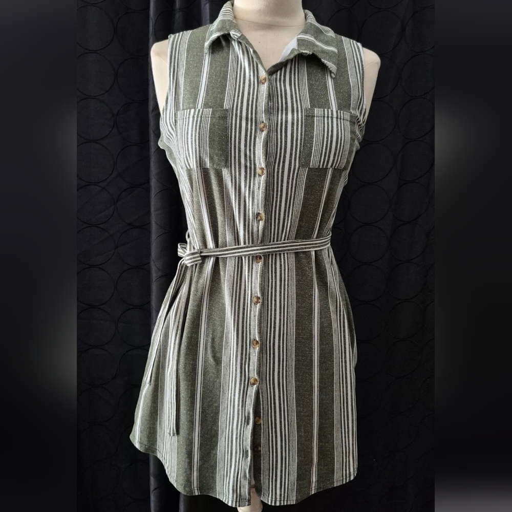 No Boundaries Olive Striped Midi Dress